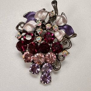 Vintage Purple and Pink Brooch - Cluster of Grapes
